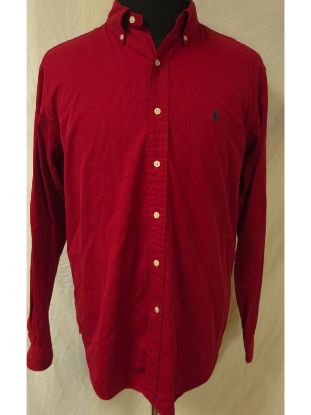 Ralph Lauren Classic Fit Mens (L) Long Sleeve Blue Pony Cotton Silk Soft Shirt